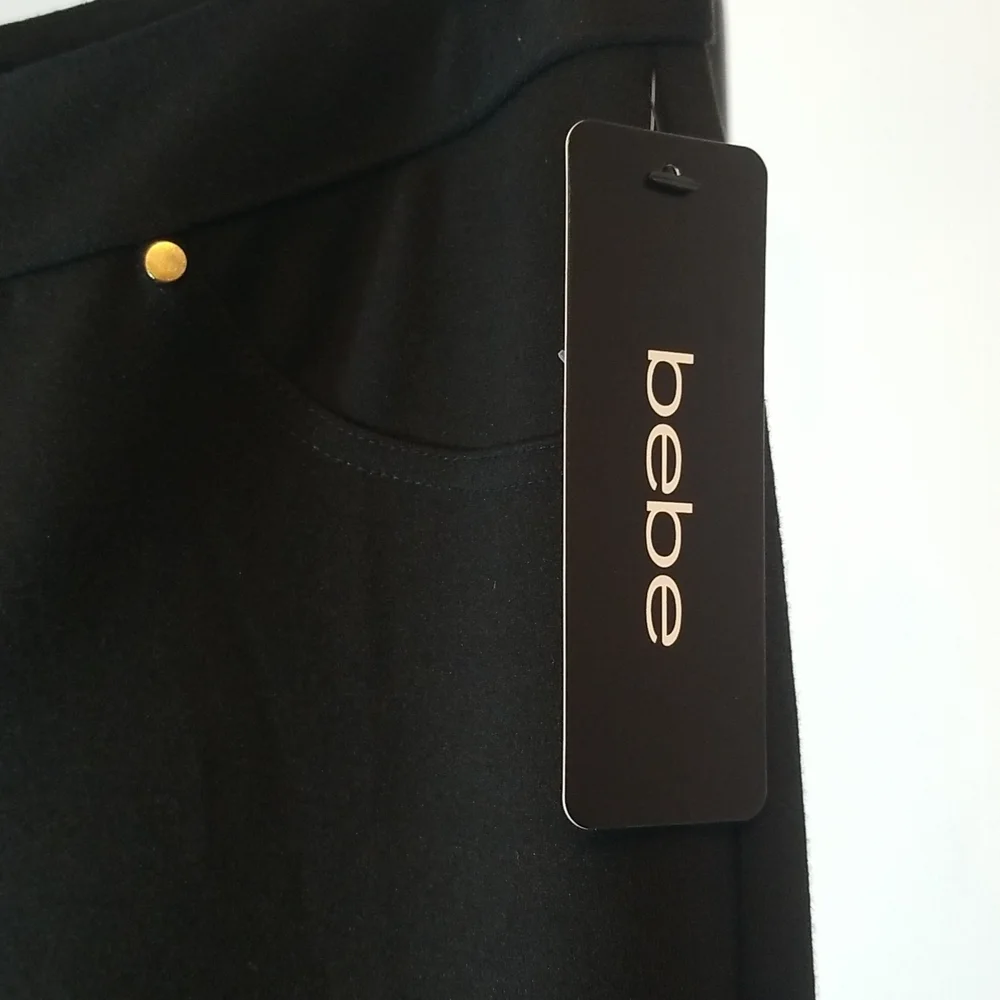 bebe faux 5 packet PDR Pants bling rhinestone gold sexy cute stretchy bottoms - Picture 5 of 7